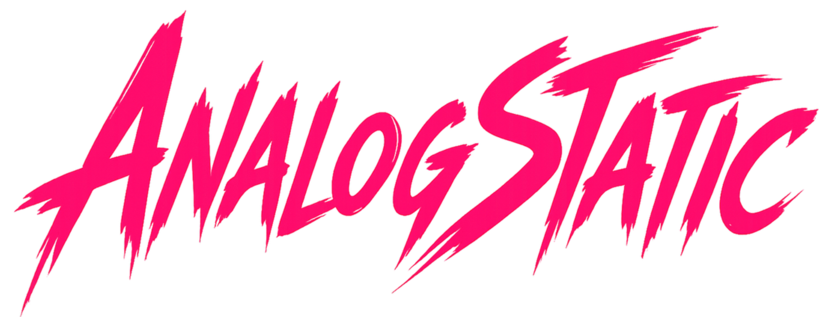 AnalogStatic Logo AnalogStatic text logo - brush stroke stylized lettering in neon pink